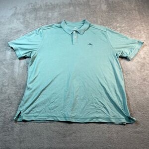 Tommy Bahama Polo Shirt Mens XL Teal Moisture Wicking Golf Supima‎ Outdoorsy Dad